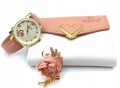 ZESTAW PREZENTOWY DLA KOBIET ELEGANCKI RÓŻOWY PORTFEL ZEGAREK BROSZKA