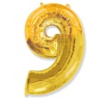 Balon foliowy cyfra 9 złoty 92cm 1szt