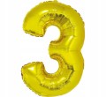 Balon foliowy B&amp;C Cyfra 3 złota 92 cm