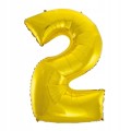 Balon foliowy GoDan Beauty &amp; Charm Cyfra 2 92 cm złoty