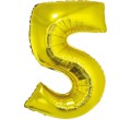 Balon Foliowy Cyfra z Cyfrą 5 PIĘĆ Złoty Gold 92cm