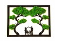 Dekoracja ścienna Drzewo bonsai z rodziną z mchem chrobotkiem 66x49cm