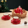 Zestaw prezentowy świąteczny dzbanek ceramiczny z 2 filiżankami Bałwanek