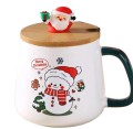 Zestaw prezentowy na święta ceramiczny kubek z pokrywką i łyżką Bałwanek