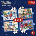 Puzzle 4w1 Rodzina Treflików U Treflików pada śnieg 34657 Trefl Trefliki