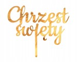 Topper Chrzest Święty złoty 13 x 11 cm