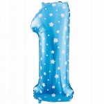 Balon foliowy cyfra 1 niebieski urodziny roczek