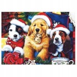 Diamentowa mozaika Haft diamentowy "Psy w mikołajowym nastroju" 30x40cm