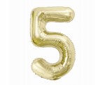 BALON CYFRA 5 FOLIOWY SZAMPAŃSKI NA HEL 85 CM XXL URODZINY