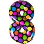 Balon foliowy "Cyfra 8 - Grochy" URODZINY