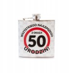 Piersiówka ze stali nierdzewnej Wszystkiego Najlepszego z Okazji 50 Urodzin