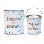 Skarbonka pcv z wciskanym wieczkiem i uchwytem zbieram na zabawki