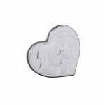 Srebrny obrazek serce Madonna z Dzieciątkiem Chrzest Komunia Ślub certyfika