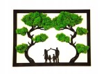 Dekoracja ścienna Drzewo bonsai z rodziną z mchem chrobotkiem 66x49cm