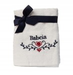 Ręcznik Biały Dzień Babci z Haftem Gruby PREZENT z Kokardką Haft Bawełniany