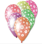 Balony kolorowe w kwiatki Godan op.5szt