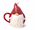 Kubek ceramiczny z pokrywką - Skandynawski Świąteczny Gnom