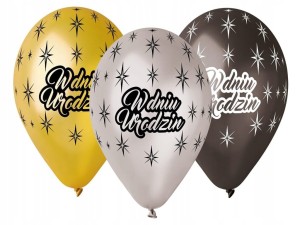 Balony W dniu Urodzin metaliczne mix 30cm 6szt