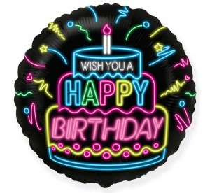 Balon foliowy neonowy Happy Birthday Urodziny