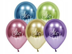BALONY STO LAT KOLOROWE PLATYNOWE URODZINY 5 SZTUK