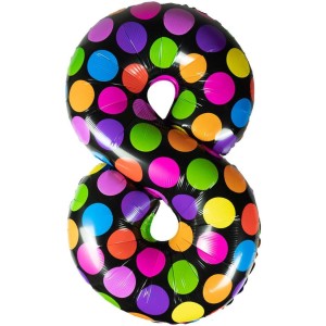 Balon foliowy "Cyfra 8 - Grochy" URODZINY