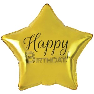 Balon foliowy Happy Birthday gwiazda złoty URODZINY