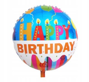 Balon foliowy urodzinowy HAPPY BIRTHDAY ŚWIECZKI PREZENT NA URODZINY