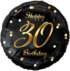 Balon foliowy na 30 urodziny happy birthday czarny PREZENT NA URODZINY