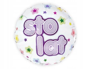 Balon foliowy Sto lat okrągły 46cm PREZENT NA URODZINY