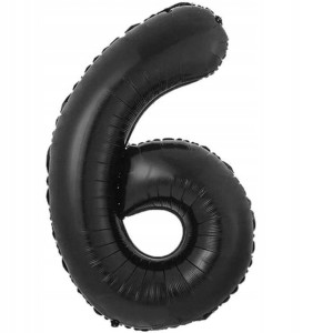 Balon foliowy "Cyfra 6 - Matowa", czarny, Godan, 33" URODZINY