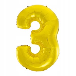 Balon foliowy B&C Cyfra 3 złota 92 cm
