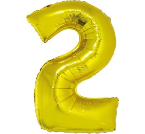 Balon foliowy GoDan Beauty & Charm Cyfra 2 92 cm złoty
