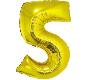 Balon Foliowy Cyfra z Cyfrą 5 PIĘĆ Złoty Gold 92cm