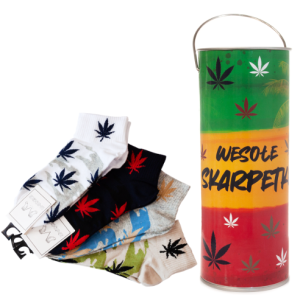 Śmieszne skarpetki marihuana w puszce skarbonce