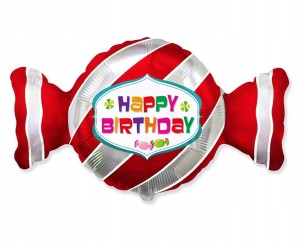 Balon foliowy Cukierek Urodzinowy czerwony 53x92cm
