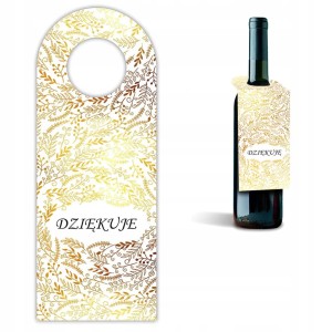 ZAWIESZKA NA BUTELKĘ DZIĘKUJĘ ZŁOTE 8x21cm HENRY