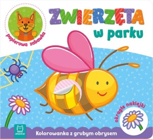 Zwierzęta w parku Kolorowanka z grubym obrysem naklejki, papierowa zabawka