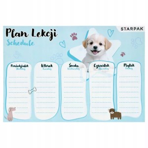 Plan lekcji z tabliczką mnożenia Starpak Słodki Piesek błękitny