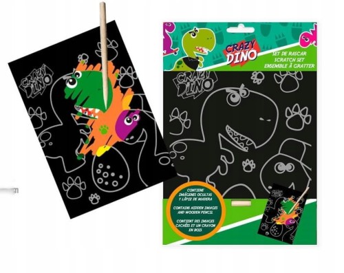 Zestaw zdrapek CRAZY DINO wydrapywanka zdrapwanka kreatywna zabawa dinozaur