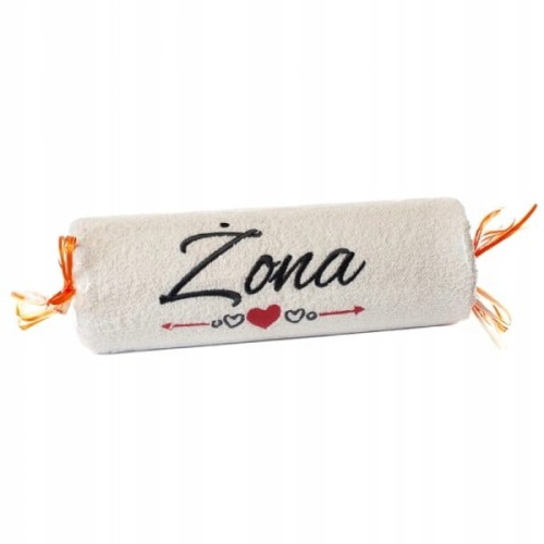 Ręcznik bawełniany Dil z haftem "Żona" 50x100 cm ecru SUPER PREZENT