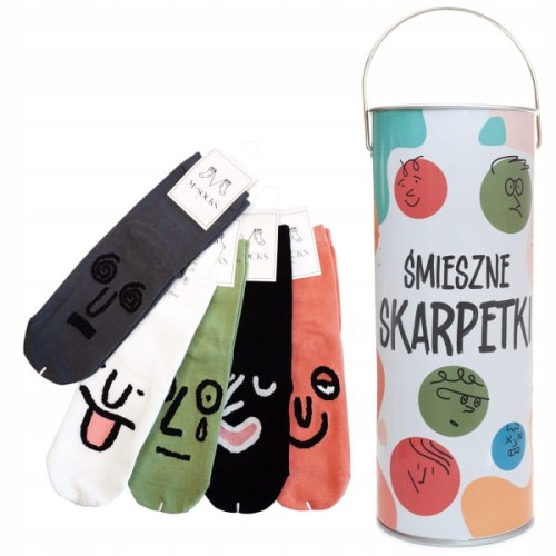 Śmieszne skarpetki w puszce mix wzorów r.35-38