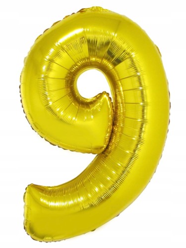 Balon foliowy cyfra 9 złoty 92cm 1szt