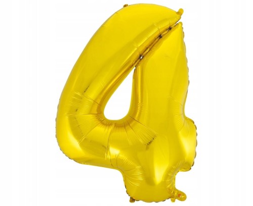 Balon foliowy cyfra 4 B&amp;C 92 cm złoty