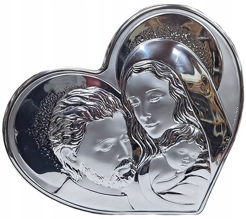 Srebrny obrazek Święta Rodzina z Dzieciątkiem Chrzest Komunia Ślub prezent