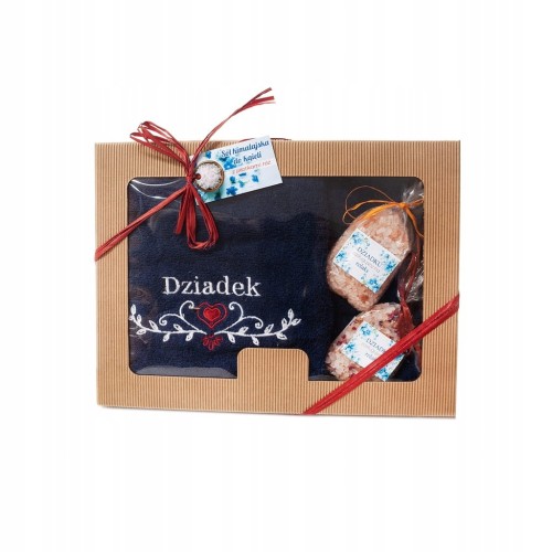 Zestaw prezentowy Dla Dziadka ręcznik+sól himalajska+płatki róż opakowaniu
