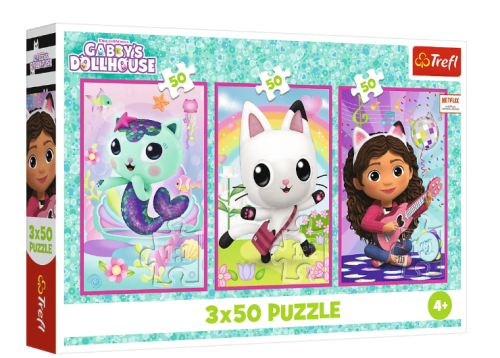 PUZZLE 3X50EL TREFL POZNAJCIE GABBY I KOTKI PU12