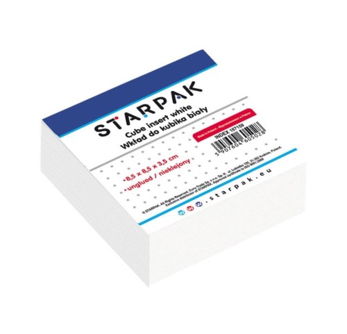 Wkład do kubika biały nieklejony Starpak 85x85mm zapas karteczek na notatki