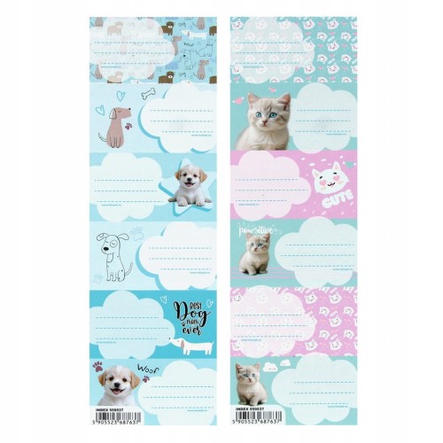 Naklejki na zeszyt Kotki i pieski Arkusz 6 sztuk STARPAK