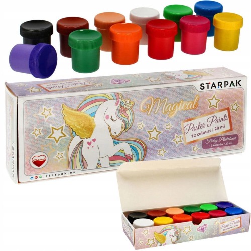 Farby plakatowe Starpak 12 szt. x 20 ml unicorn jednorożec