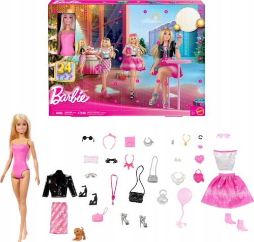 Kalendarz modowy adwentowy Barbie Mattel zestaw lalka +akcesoria Prezent 3+